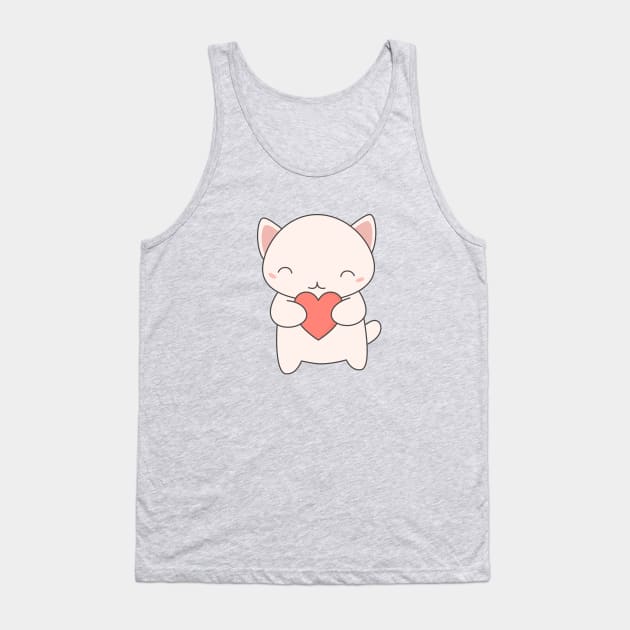 Kawaii Cute Cat T-Shirt Tank Top by happinessinatee